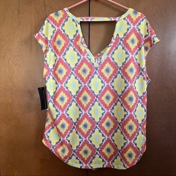 Signature Studio Aztec Summer Colored Print Pullover Top NWT XL - Picture 2 of 7